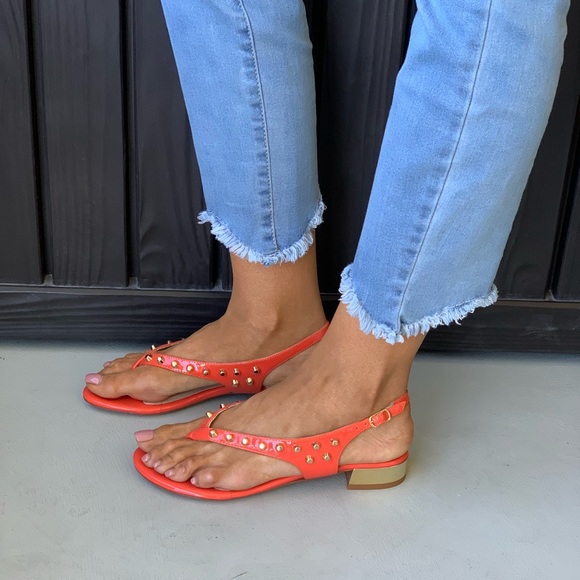 Patent Leather Studded Sling Kitten Wedge Sandal - Picture 4 of 6